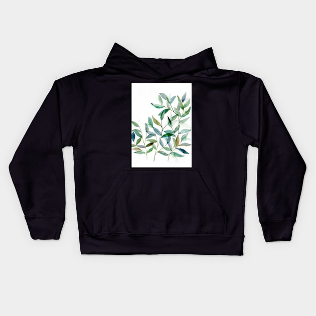 Loose Leaves in Watercolor Kids Hoodie by Sandraartist